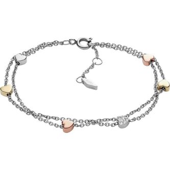 Romantický náramek se srdíčky JF02854998 Fossil