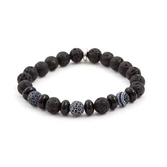 Korálkový náramek z lávového kamene a howlitu MINK63 Agato / Délka: 19 cm