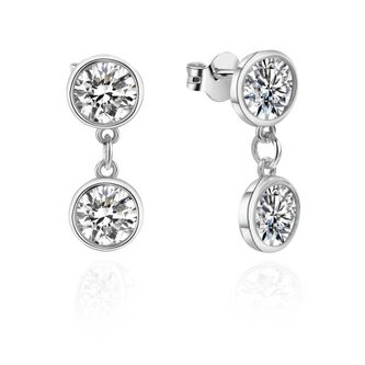 Blyštivé stříbrné náušnice se zirkony TAGUP2715 Beneto