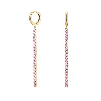 Okouzlující pozlacené náušnice s růžovými krystaly Tennis JETRG-J917 Rosefield