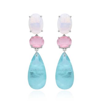 Dlouhé stříbrné náušnice s barevným sklem AGT-E120PC Agato