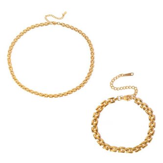 Elegantní dámská sada pozlacených šperků (náhrdelník, náramek) Troli