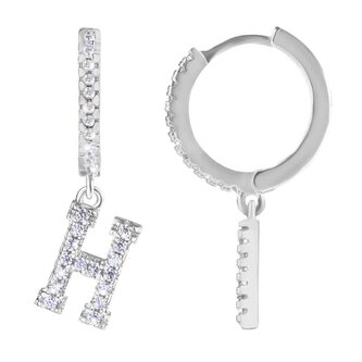 Kruhová ocelová single náušnice "H" se zirkony Troli