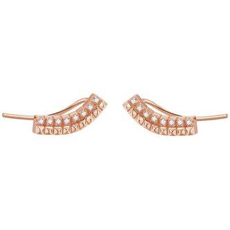 Podélné bronzové náušnice se zirkony Cubica RZO041 Rosato