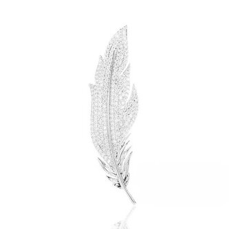 Brož peříčko s čirými krystaly Silver Troli