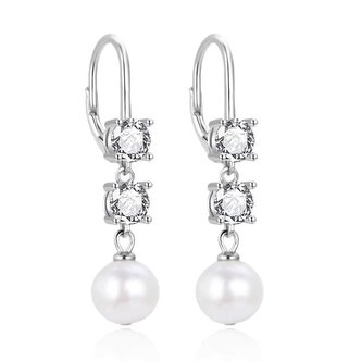 Elegantní visací náušnice se zirkony a perlou AGT-E094LW-P Agato