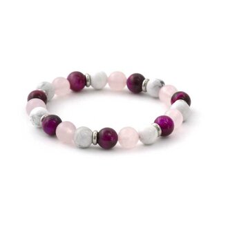 Korálkový náramek z tygřího oka, růženínu a howlitu MINK19/18 Agato