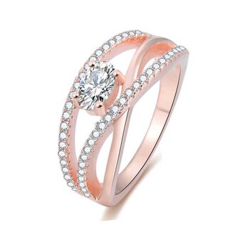 Růžově pozlacený stříbrný prsten se zirkony AGG331 Beneto / Obvod: 56 mm - 56 mm