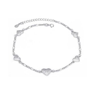 Stříbrný náramek na nohu se třpytivými srdíčky AGN53/27 Agato