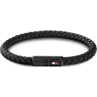 Stylový černý kožený náramek 2790641S Tommy Hilfiger