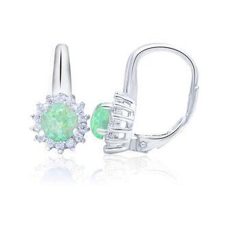 Stříbrné náušnice se syntetickými opály a čirými krystaly AGUC1206 Beneto