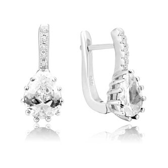 Stříbrné náušnice s čirým krystalem AGU1196 Beneto