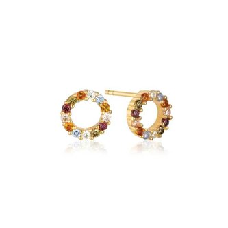 Pozlacené náušnice s barevnými kubickými zirkony Biella SJ-E337-ACZ-YG Sif Jakobs