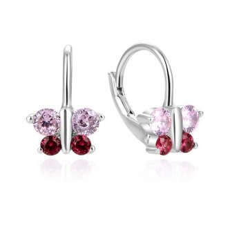Slušivé stříbrné náušnice se zirkony Motýlci AGUC634DL Beneto