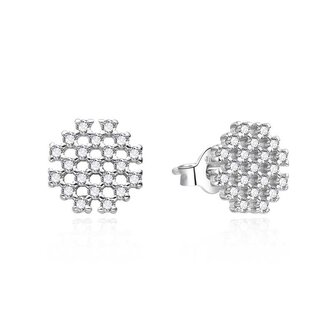 Třpytivé stříbrné náušnice se zirkony AGT-E258PW Agato