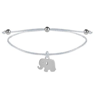 Šňůrkový náramek Slon bílá/ocelová Troli