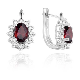 Stříbrné náušnice s granáty GRAAGUP2720 Beneto Exclusive