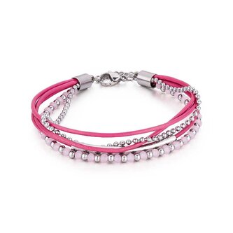 Růžový korálkový náramek VESB0521S-C Troli