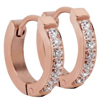 Růžově pozlacené ocelové náušnice s krystaly Troli