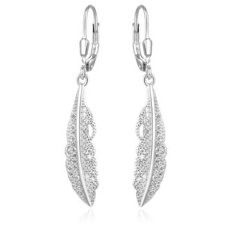 Nadčasové stříbrné náušnice peříčka AGUC2391L Beneto