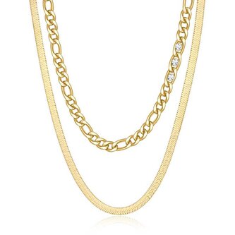 Pozlacený dvojitý náhrdelník s krystaly Symphonia BYM108 Brosway