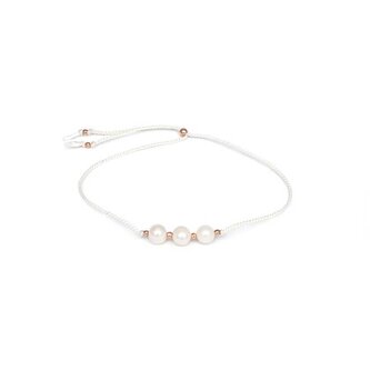 Krásný šňůrkový náramek na nohu s perlami HE03N3RG-WH Agato