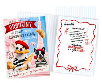Karnet Gigant Urodziny, pieski, Francja (34x48cm)  GN-004