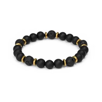 Korálkový náramek z onyxu, lávového kamene a hematitu MINK146/20 Agato