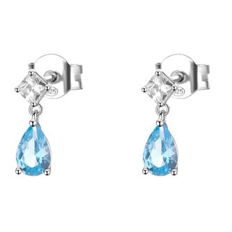 Stříbrné visací náušnice s kubickou zirkonií Cloud Light Blue Fancy FCL112 Brosway