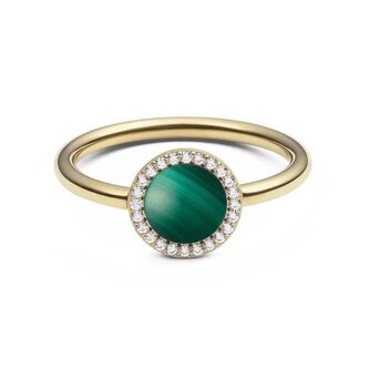 Elegantní pozlacený prsten s malachitem a krystaly Audrey DW0040133 Daniel Wellington / Obvod: 47 mm - 47 mm