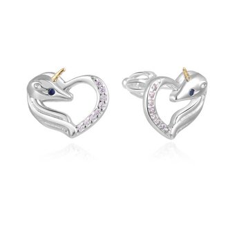 Hravé stříbrné náušnice Jednorožec AGUP2573DS Beneto