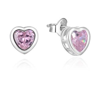 Něžné stříbrné srdíčkové náušnice se zirkony AGUP2430L Beneto