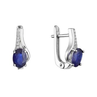 Stříbrné visací náušnice s pravým safírem 11488.3 Evolution Group