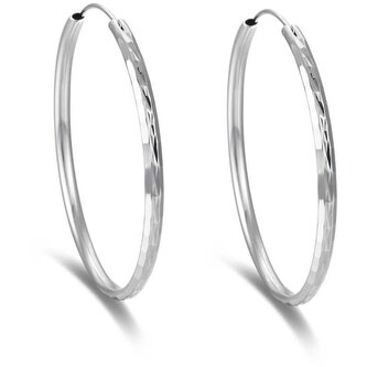 Nadčasové kruhové náušnice ze stříbra AGUC2272 Beneto / Průměr: 5 cm