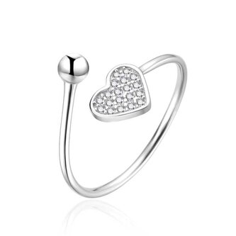 Stříbrný otevřený prsten se srdíčkem AGT-R36W Agato / Obvod: 62 mm - 62 mm