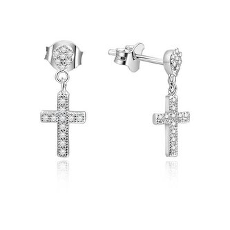 Stříbrné náušnice křížky s kamínky AGUP1176 Beneto