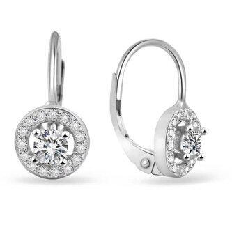 Stříbrné třpytivé náušnice se zirkony AGUC2700 Beneto