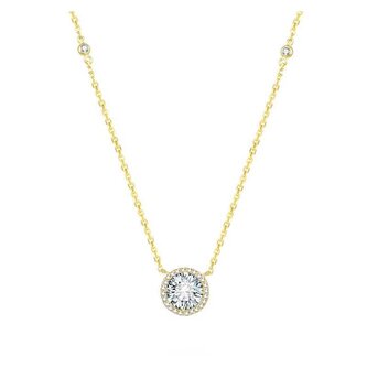 Pozlacený stříbrný náhrdelník s krystaly AGS1135/47-GOLD Beneto