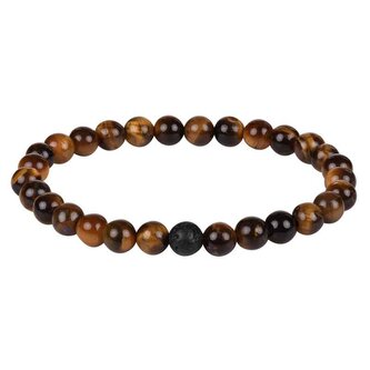 Korálkový náramek z tygřího oka a lávového kamene Troli / Délka: 17 cm