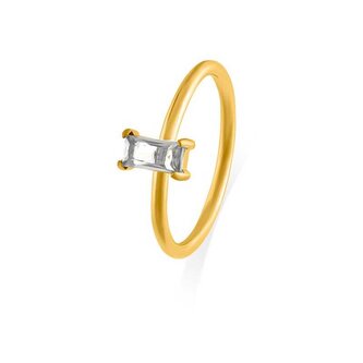 Půvabný pozlacený prsten s čirým zirkonem Troli / Obvod: 57 mm - 57 mm