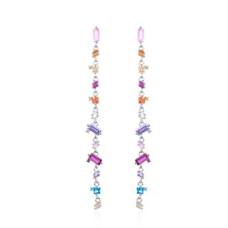 Blyštivé dlouhé náušnice s barevnými zirkony AGT-E081PC Agato