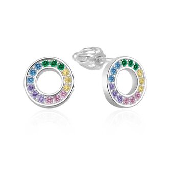Stříbrné náušnice s barevnými zirkony Kolečka AGT-E231SC Agato