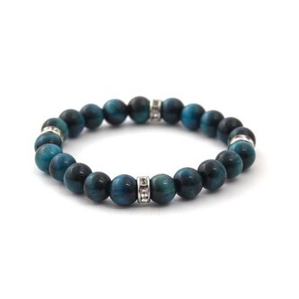 Korálkový náramek z petrolejového tygřího oka MINK122/17 Agato / Délka: 19 cm