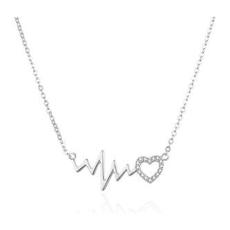 Stříbrný náhrdelník EKG křivka a Srdce AGT-N015W Agato