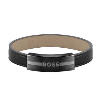 Fashion kožený černý náramek 1580490 Hugo Boss / Délka: 19 cm