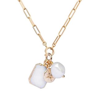 Půvabný pozlacený náhrdelník s pravou perlou Chunky Decadorn