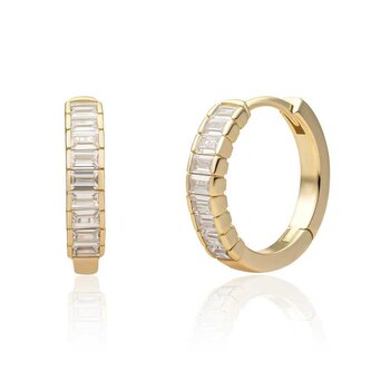 Pozlacené kruhové náušnice s kubickými zirkony EAG23 Sparkling