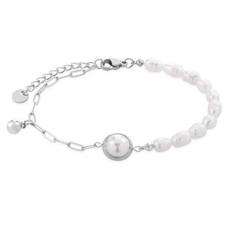Půvabný ocelový náramek s perlami VGS1299S-1 Troli