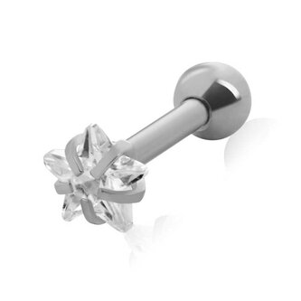 Ocelová piercingová náušnice s krystalem Hvězdička Troli