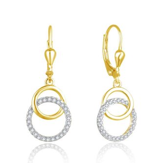 Stylové pozlacené náušnice se zirkony AGUC2707-RHG Beneto